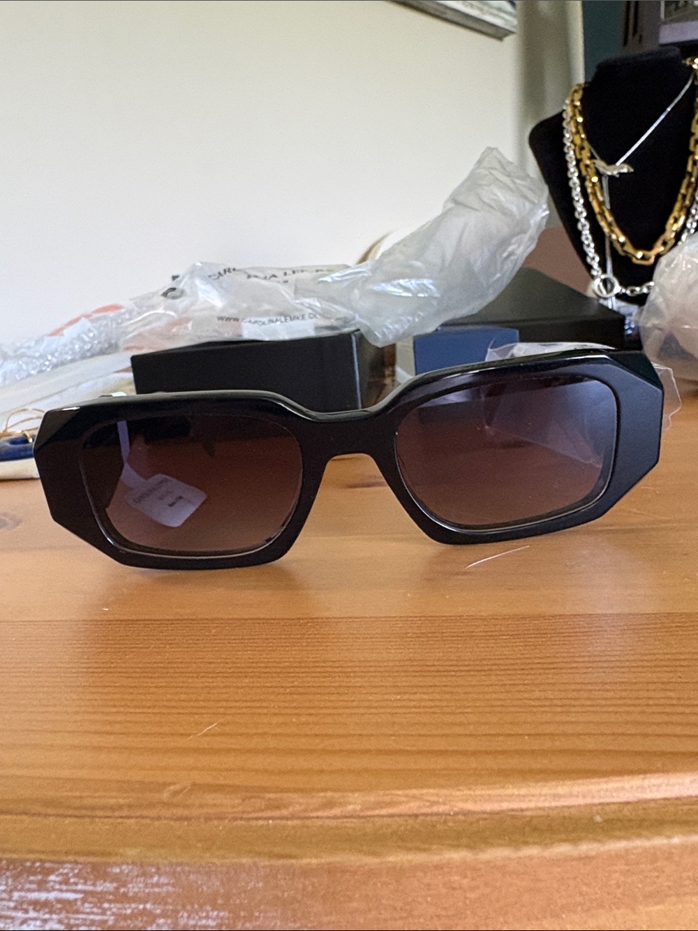 Carolina Lemke Black Women's Rectangle Sunglasses. Piper model. Retails for $130